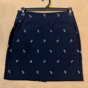 Lulu-B Navy Mini Skirt with White Anchor Print